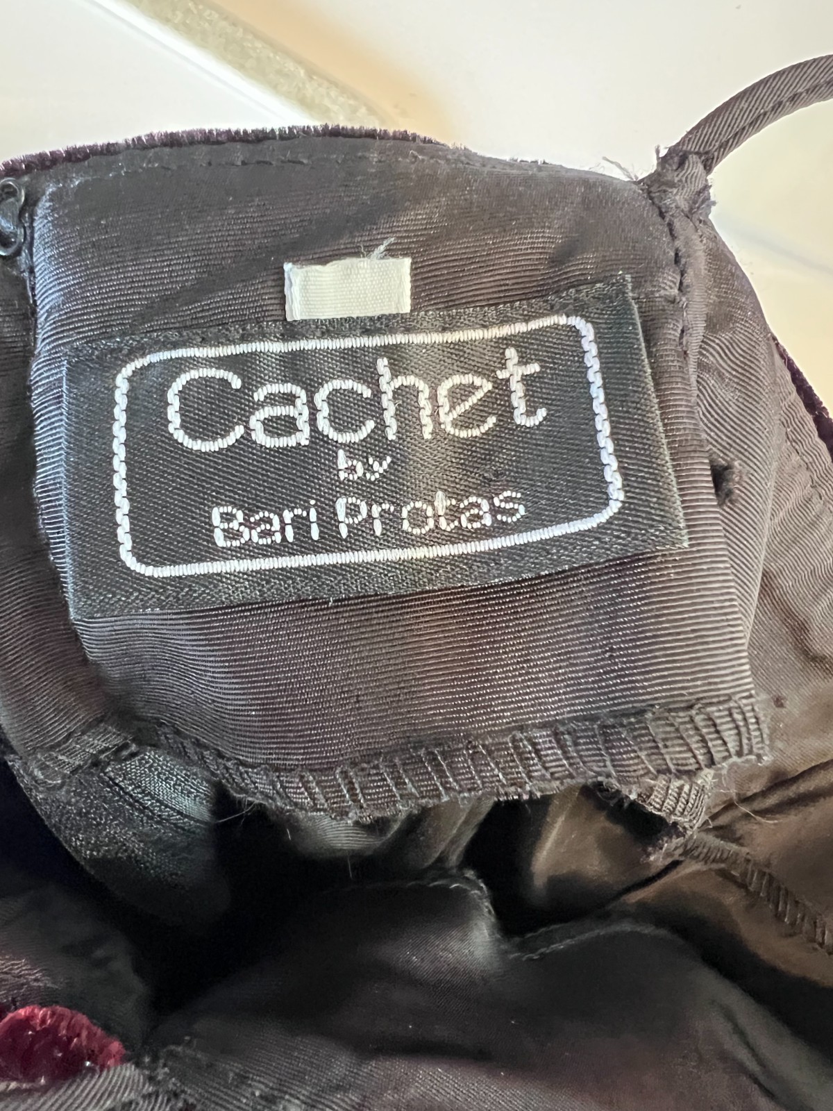 VTG Cachet by Bari Protas Black Velvet Mini Dress Spaghetti Strap Cocktail S