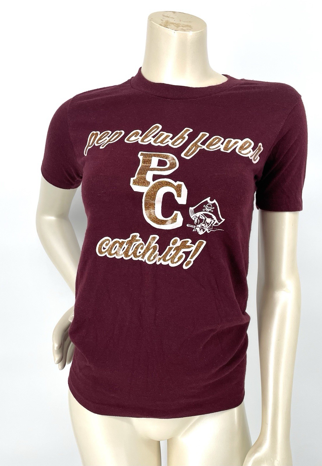 VTG 1970s Pep Club Glitter T Shirt Kentucky Hippie Indie High School sm/xs