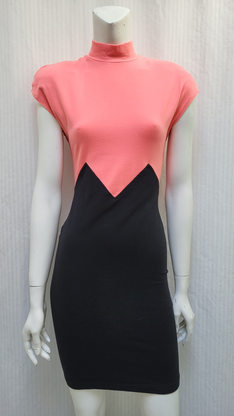 Vintage 1980’s ALL THAT JAZZ Pink & Black Body Con Knit Dress – Size S