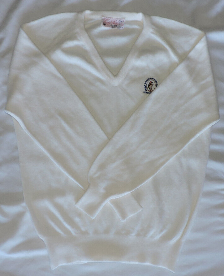 Vintage Lady Pickering Super Soft Acrylic White Sweater-Golf Course Logo XL