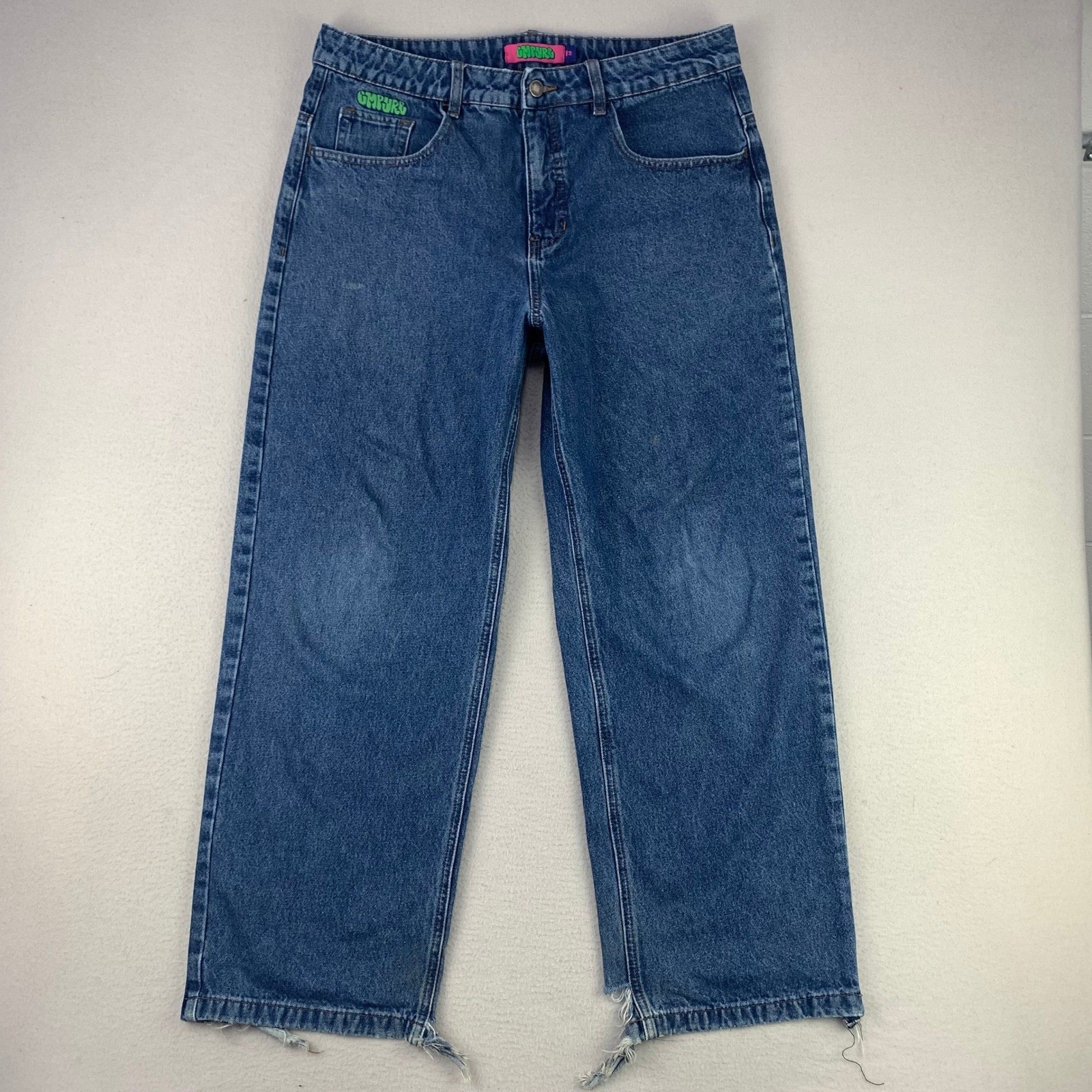 Thrashed Empyre Jeans Baggy Womens 12 Blue Faded Denim Skater Y2K Distressed 90s