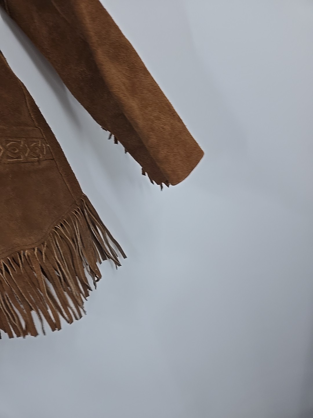Vintage 1960s Pioneer Wear Brown Suede Fringe Jacket Coat Womens 16 Retro Cowboy