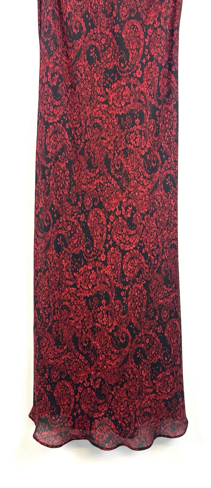 Vintage Y2K 90s Maxi Slip Dress 10P Red Black Floral Whimsigoth Fairy Grunge