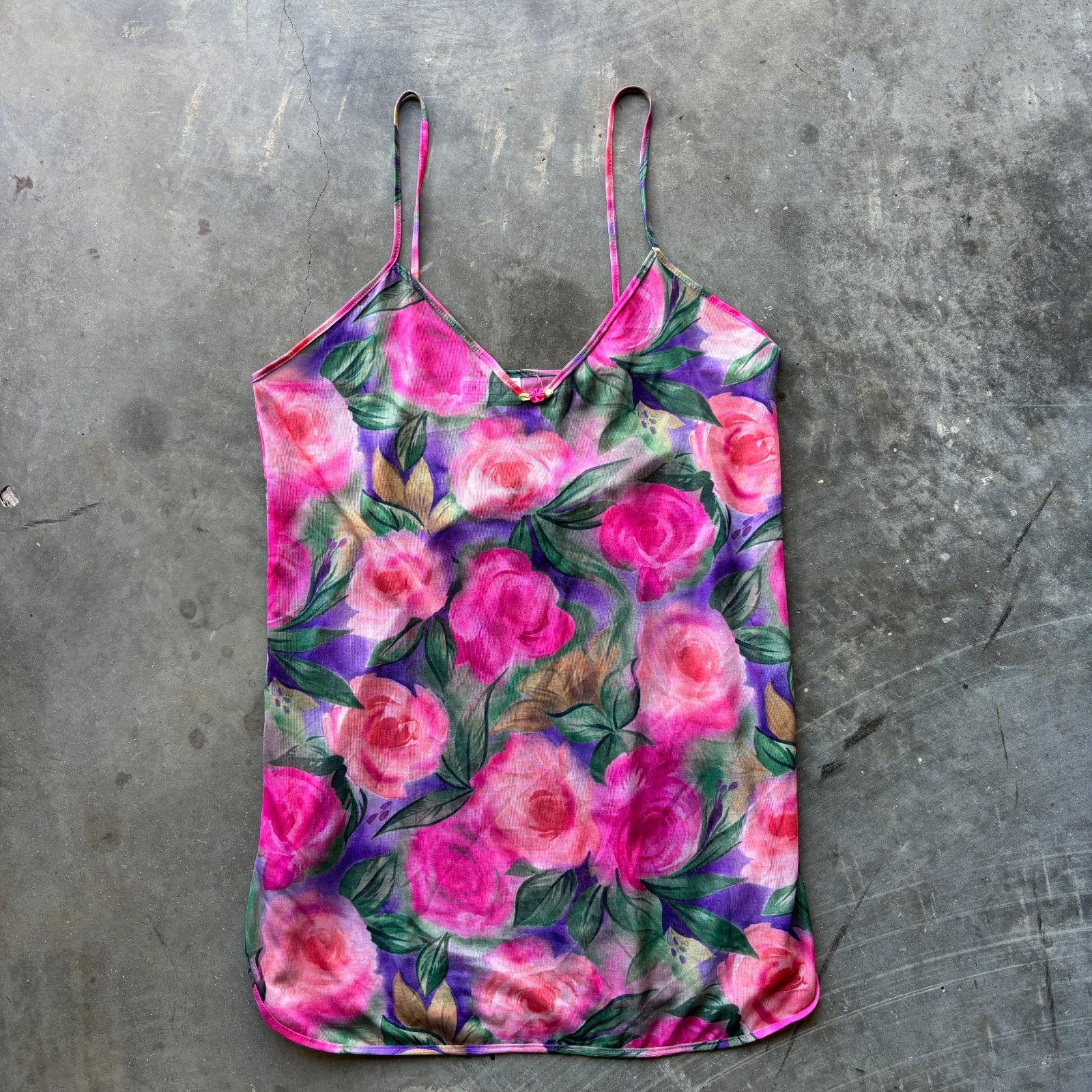 Vintage Feather Bed Intimate Tank Top Camisole Women’s Size M Pink Purple Floral