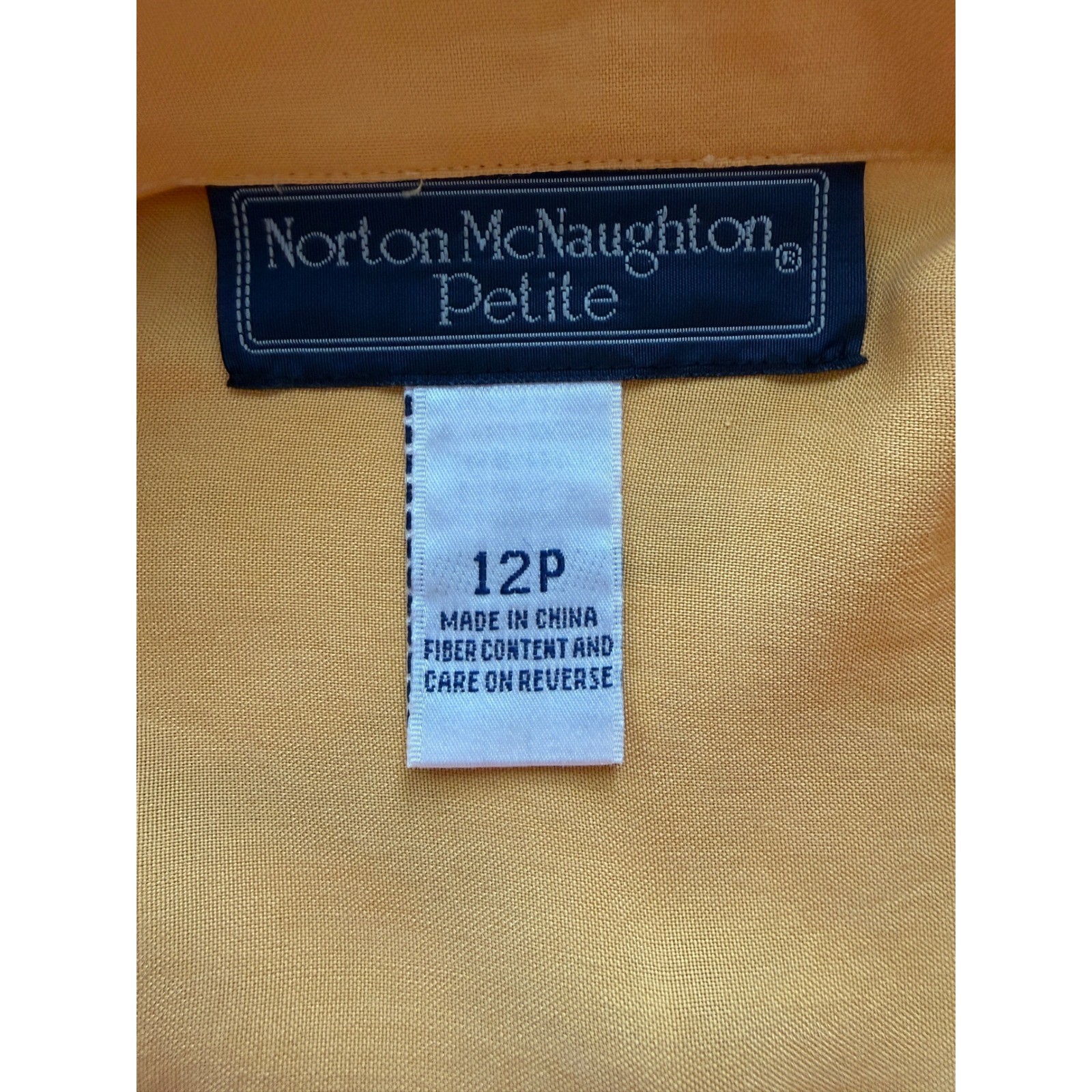 Norton McNaughton Petite Mustard Yellow 100% Silk Wrap Safari Jacket 12P Vintage