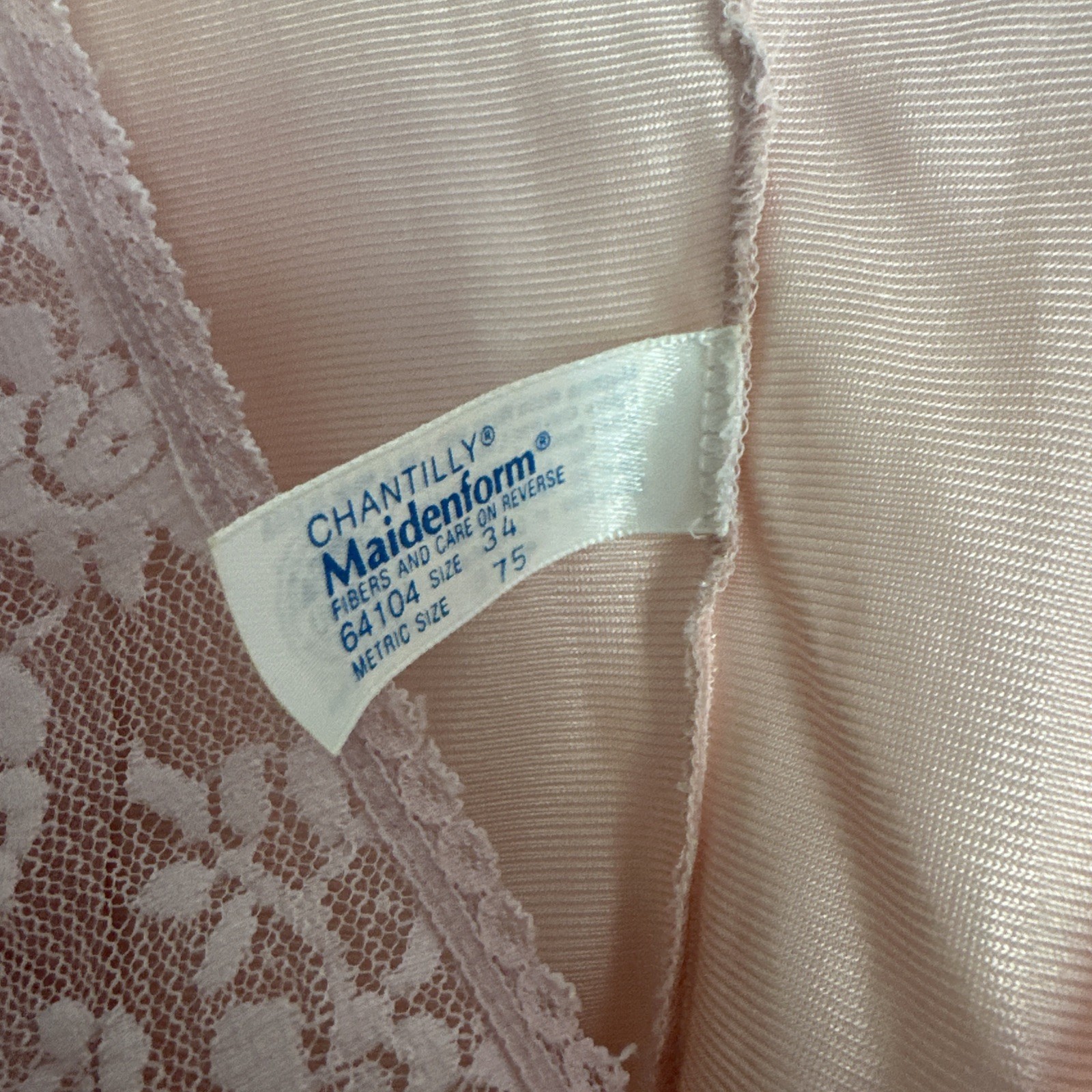Chantilly Maidenform Rose Pink Camisole Size 34 Style 64104 Antron 111 Nylon USA