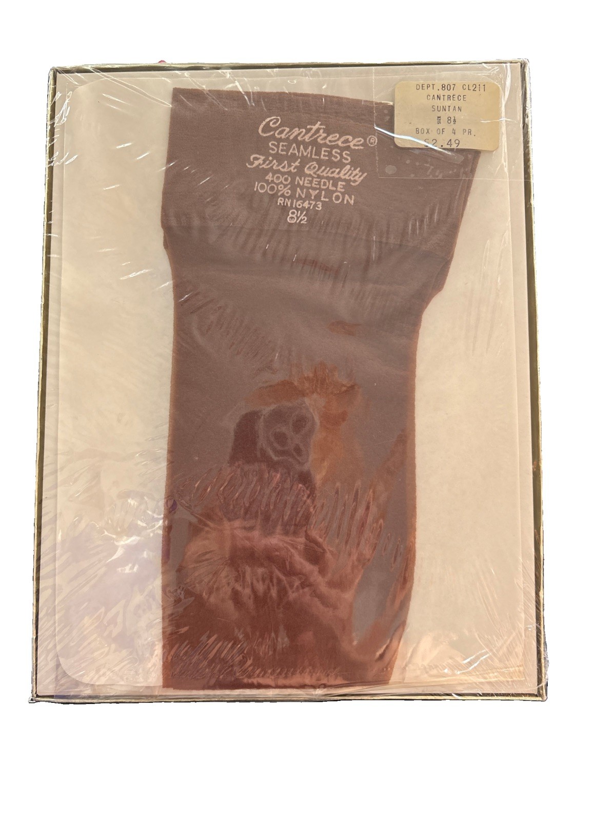 4 Pair NIB Vintage Stockings 1960s CANTRECE Suntan 8.5 8 1/2 All Nylon Seamless