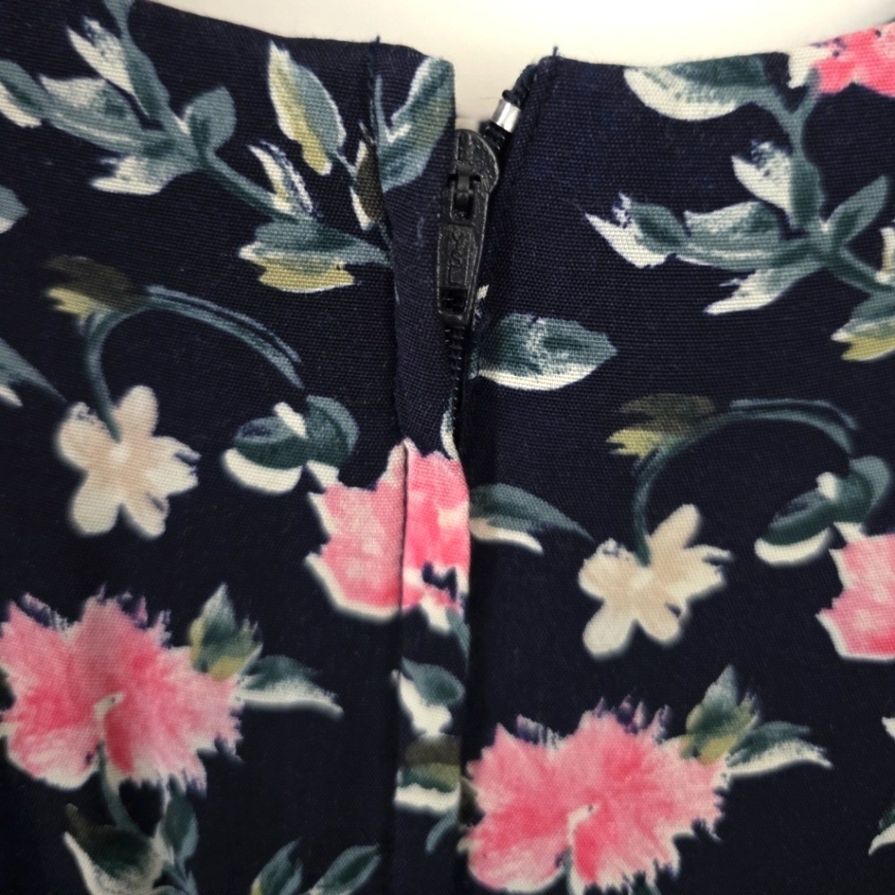 *Flawed* 80s Vintage Cottagecore Navy Pink Floral Rayon Maxi Dress ED Michaels