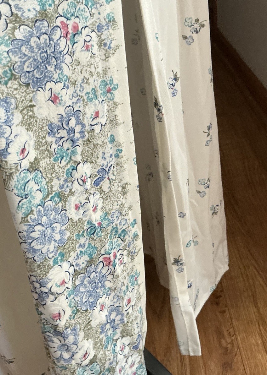 Vintage 1970s Ivory/Blue Floral Maxi Dress Sz 9/10 Goddess Bridesmaid NWT