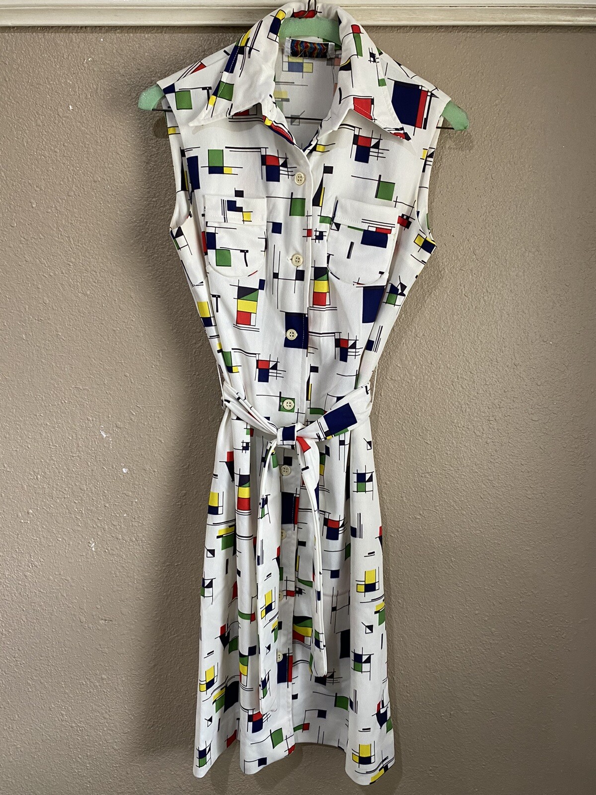 Prynts By Bleeker Street Jonathan Logan VTG 70’s Mondrian Style Print Dress Sz S