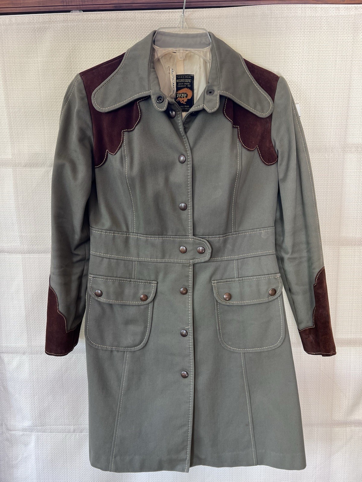Vintage Margaret Godfrey For Fox Run Denim & Suede Western Coat