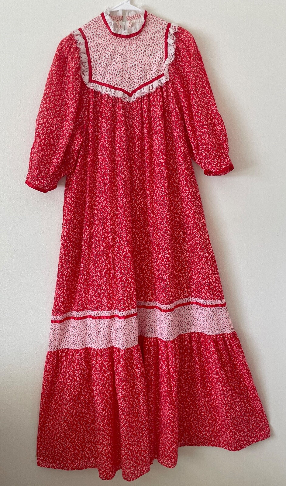 Vtg 70s 80s MuuMuu Factory XS S M Hawaiian Long Hostess Gown Dress Peasant Boho