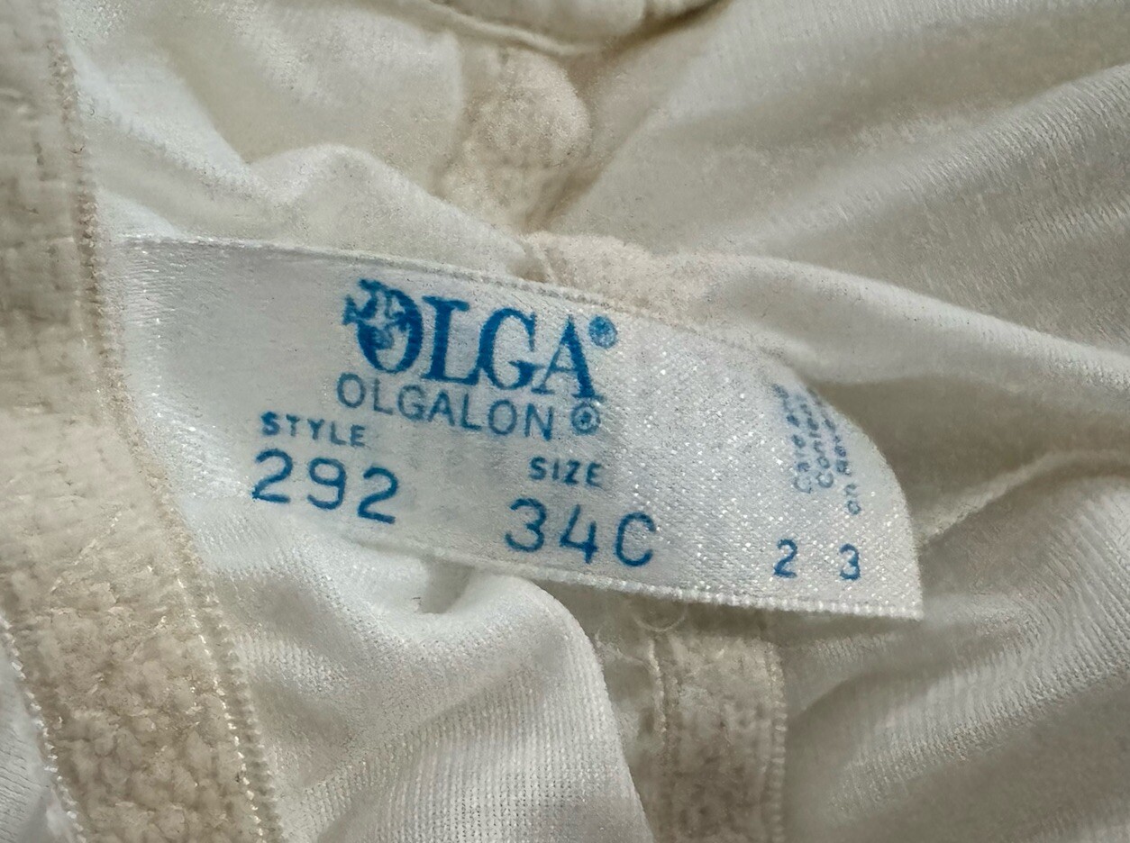 Vintage OLGA Off White Nightgown Embroidered Mesh and Lace Size 34C