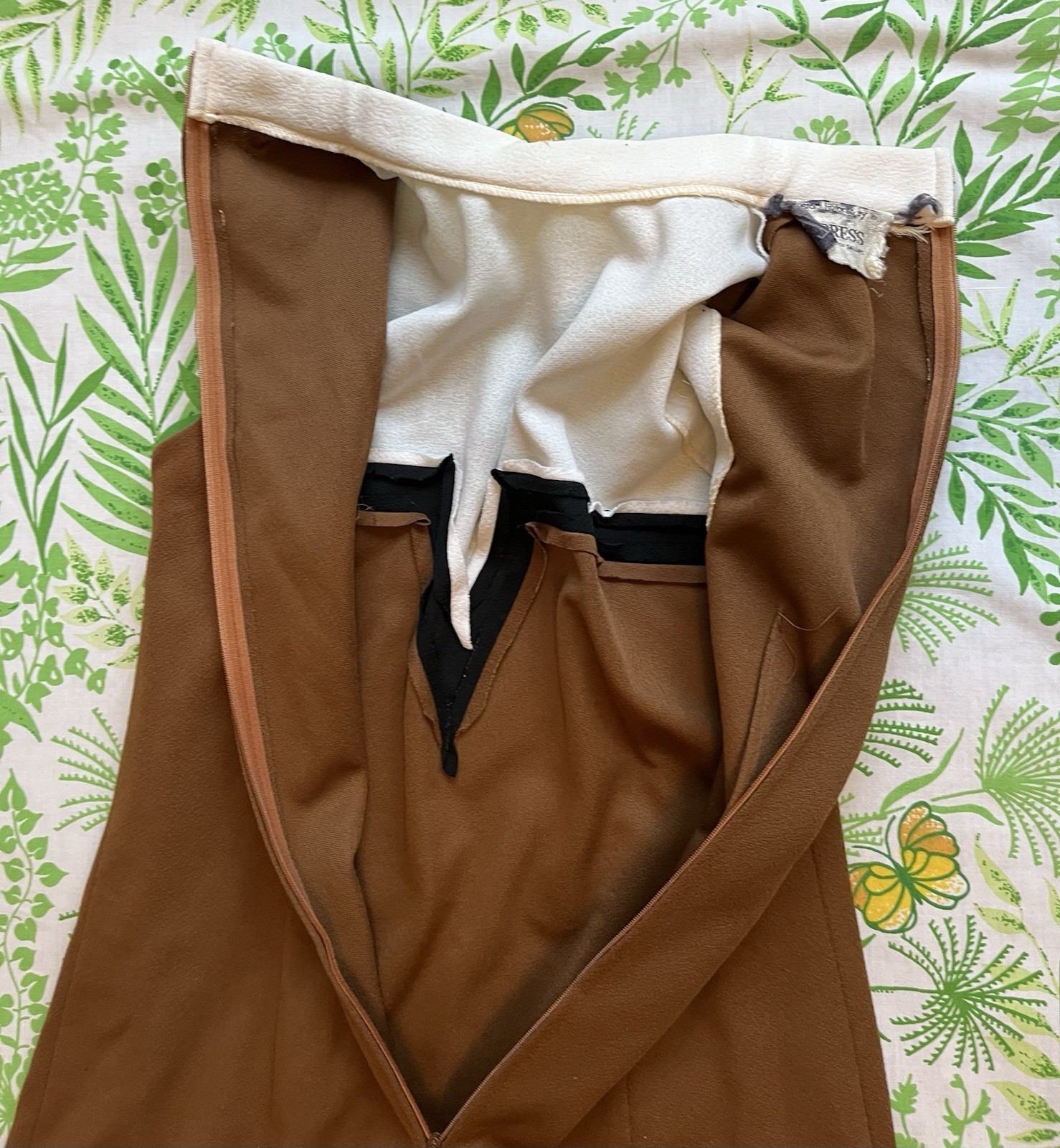 Vintage Empress Of Dallas Pleated Brown Cheerleader Sleeveless Dress, Medium