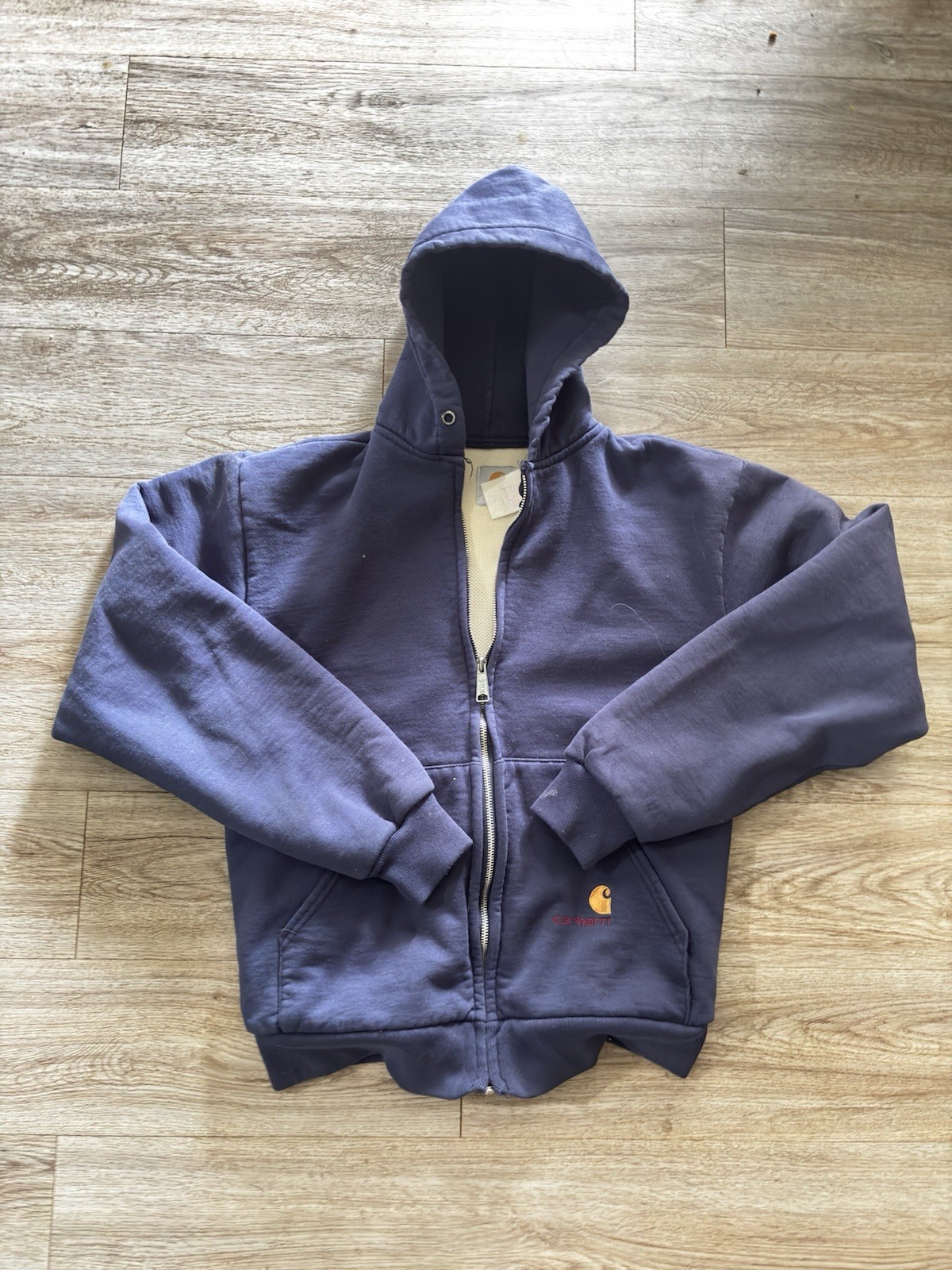 Carhartt Thermal Lined Zip-up Navy Faded Hoodie