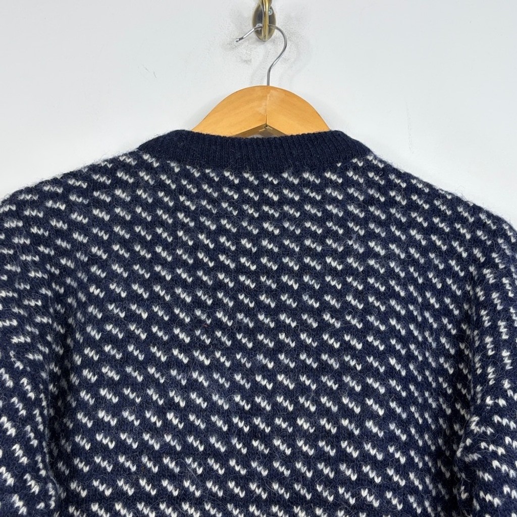 Vintage Roots Sweater Womens Medium Navy Blue White Wool Birdeye Made in Norway