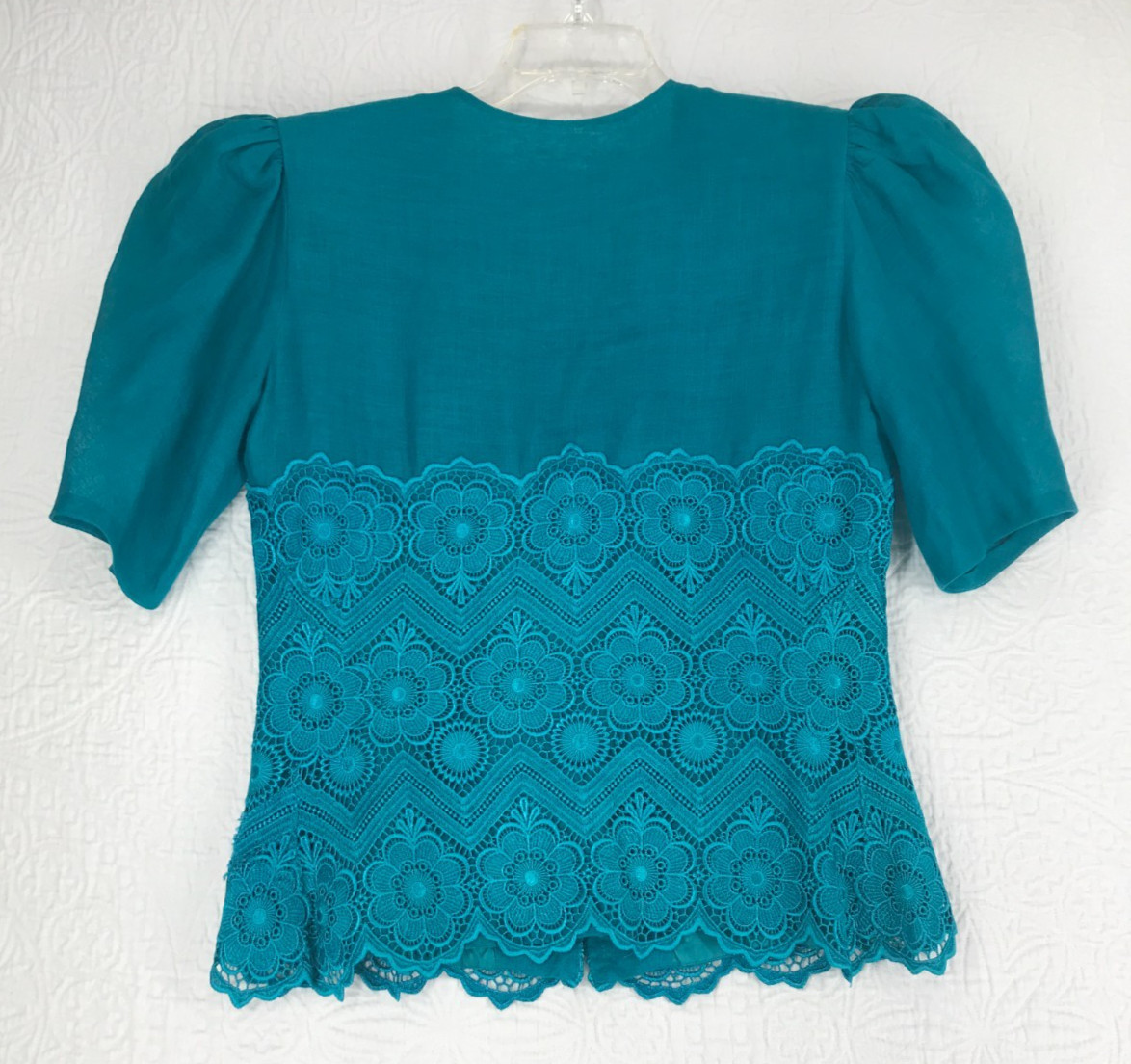 Vintage Digna Yero Linen and Lace Midi Skirt Set Size 10 Lined Teal
