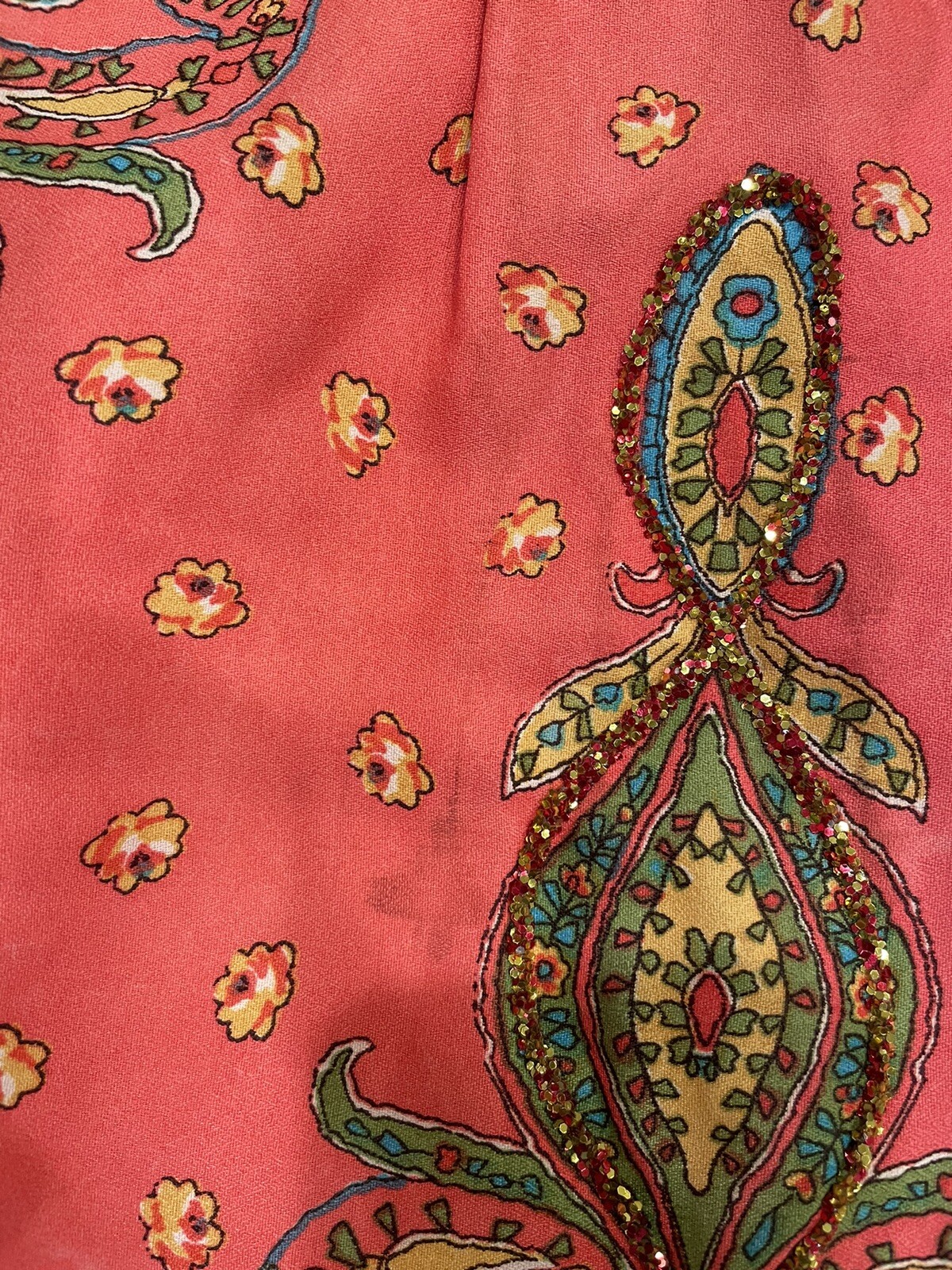 Vintage Maxi Skirt By Malbe Original 60 70 Glitter Psychedelic Boho Size 9/10