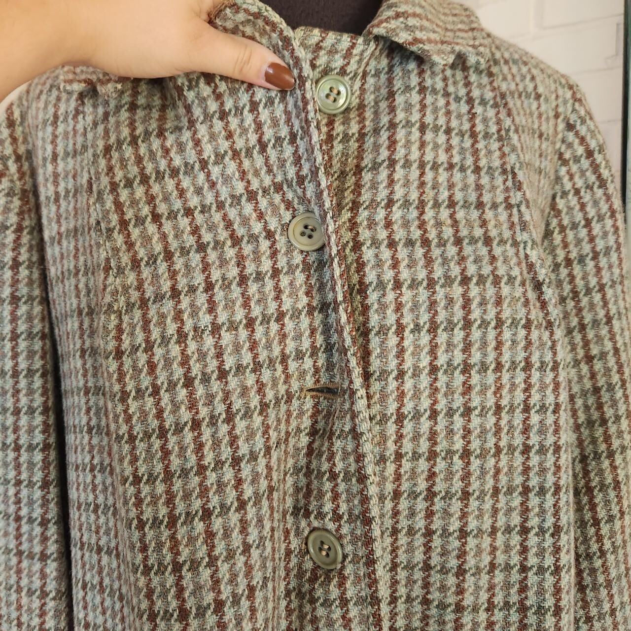 Vtg 60s Harris Tweed Green Wool Coat Women’s 14, AS IS *