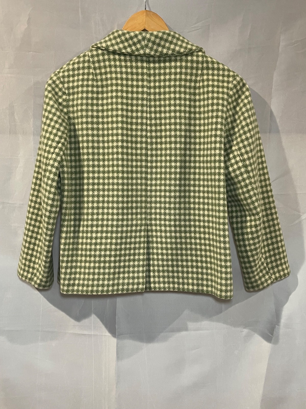 Vintage Vogue Special Design Green and Cream Checkered Jacket