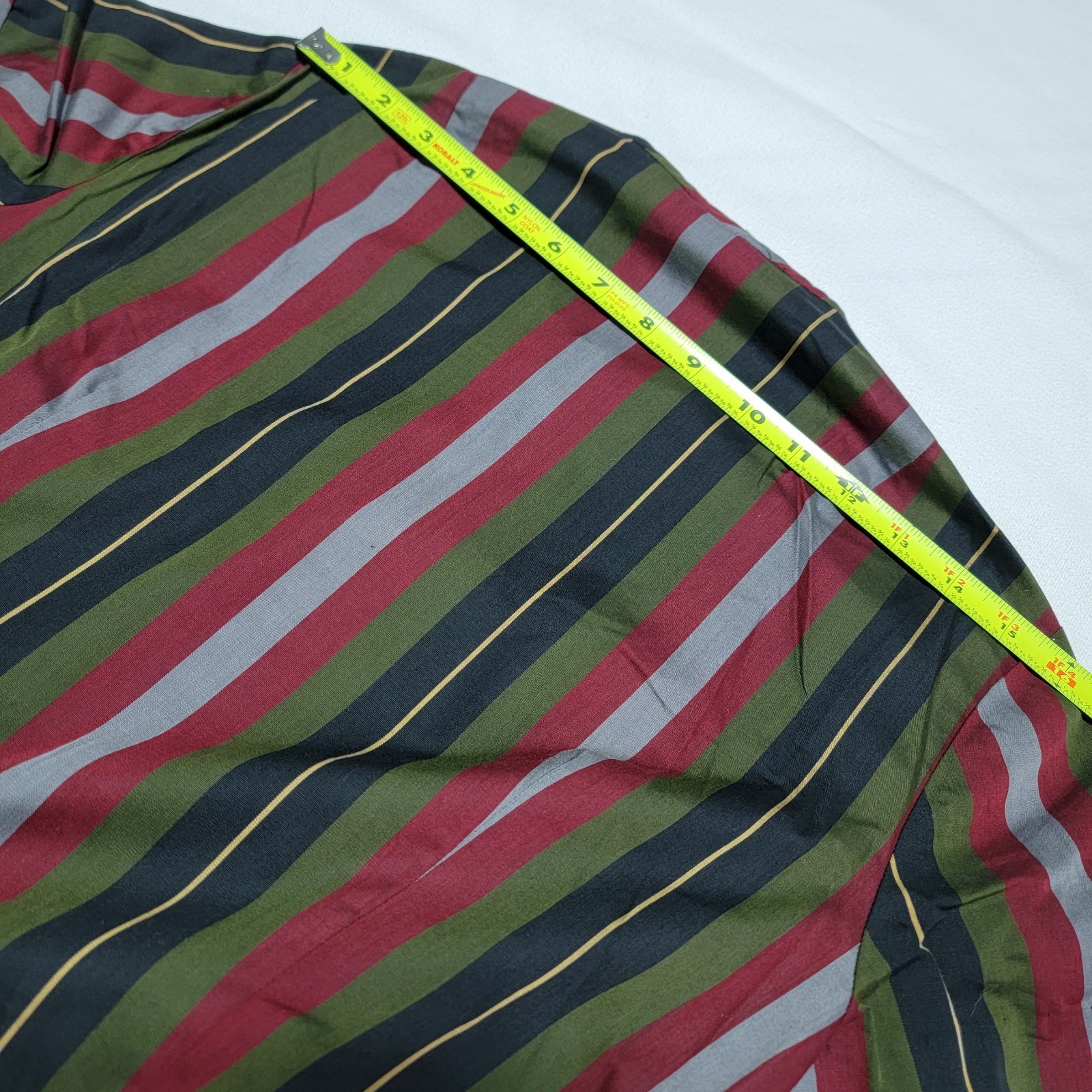 Vintage Bobbie Brooks 60s Striped Day Dress Red Black Green Grey Women Size S/6