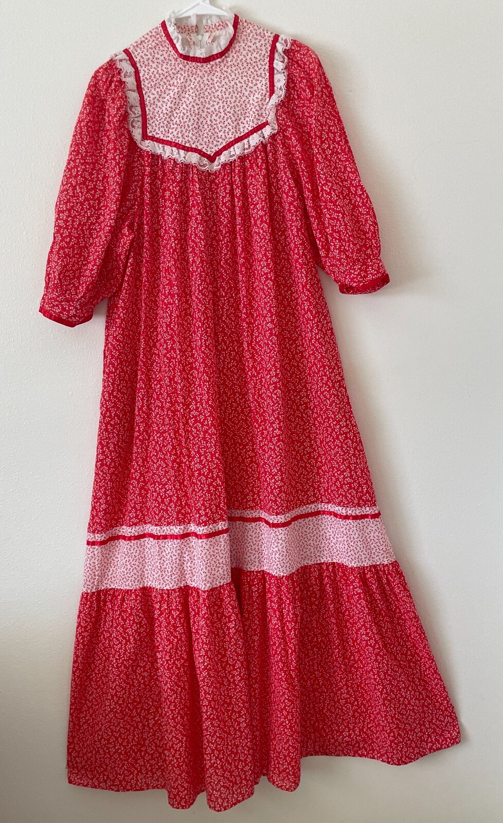 Vtg 70s 80s MuuMuu Factory XS S M Hawaiian Long Hostess Gown Dress Peasant Boho