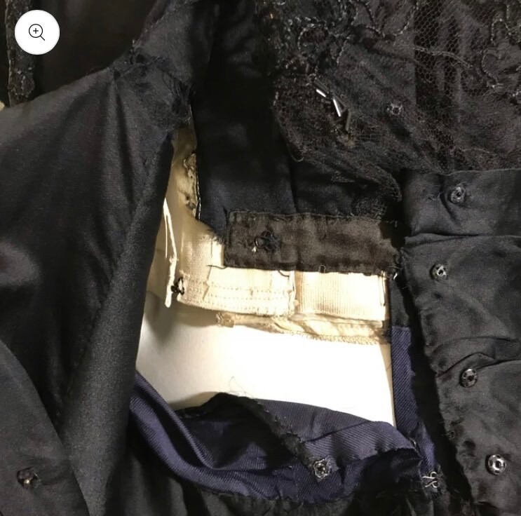 Antique 1910s Fringe and Bead Trimmed Black Silk Dress Vintage