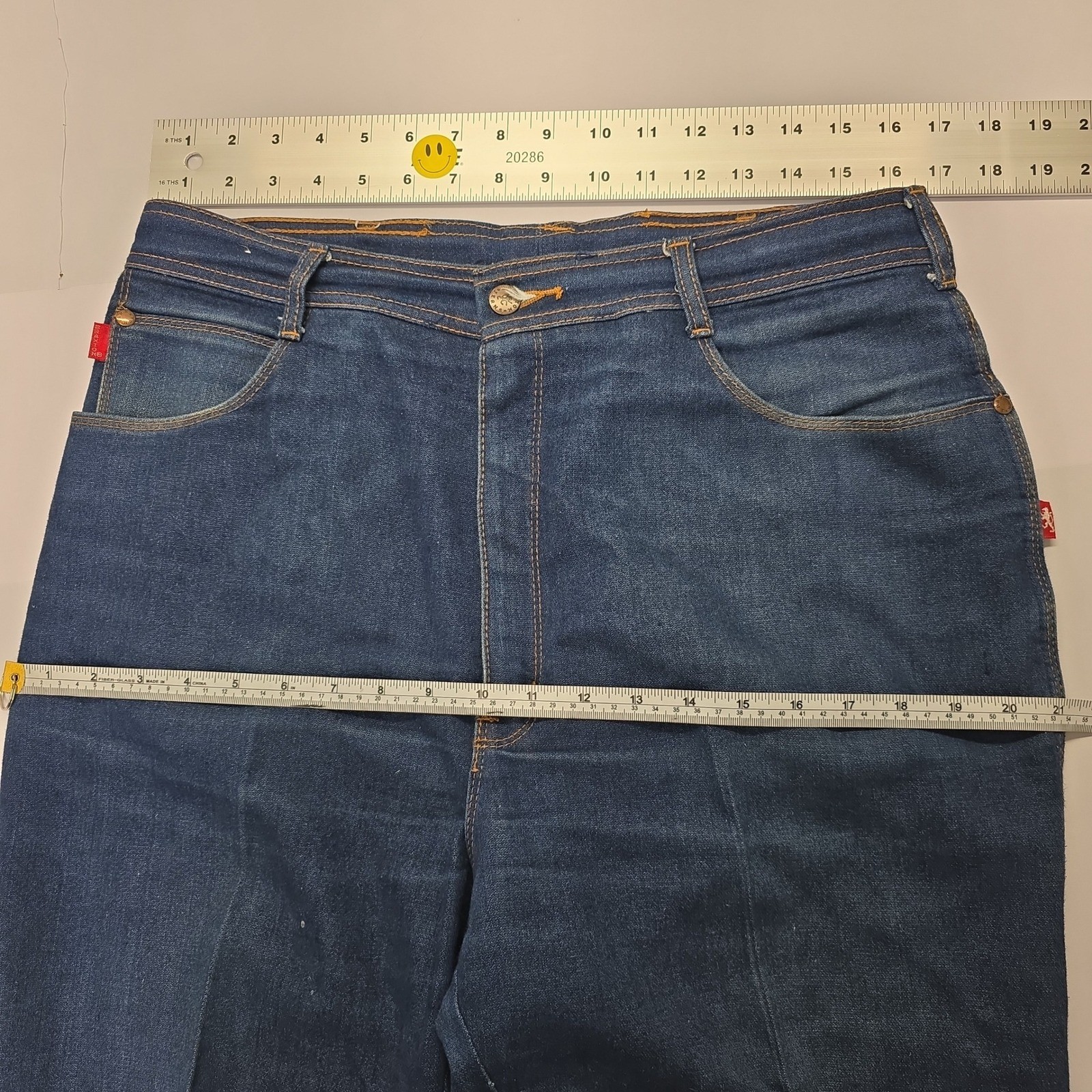 Vintage Braxton Stretch Jeans High Rise Dark Wash Embroidered Pocket 34/20