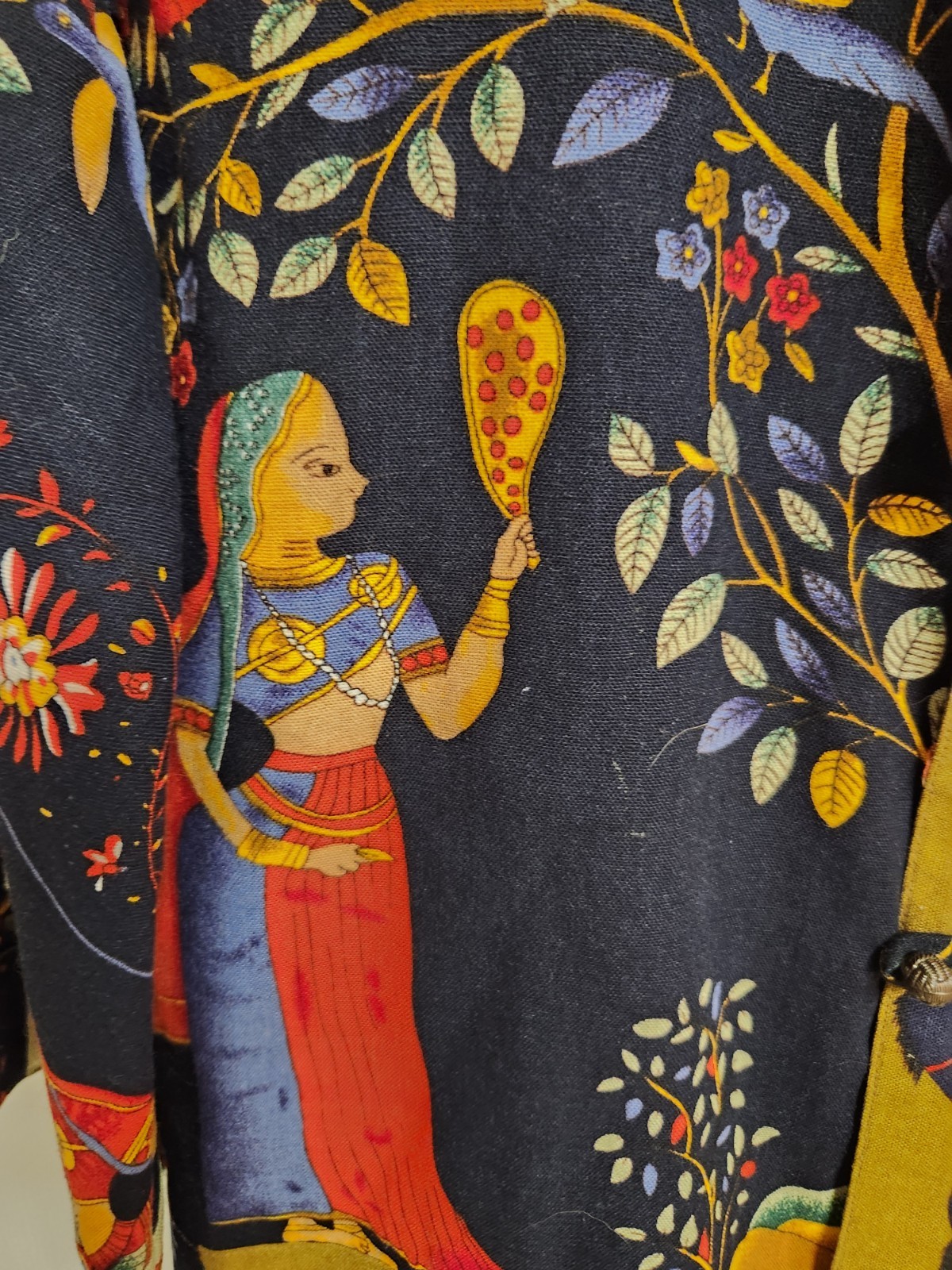 Vtg Women’s Asian Indian Bali Style Folk Art Jacket Wearable Art Tree Of Life