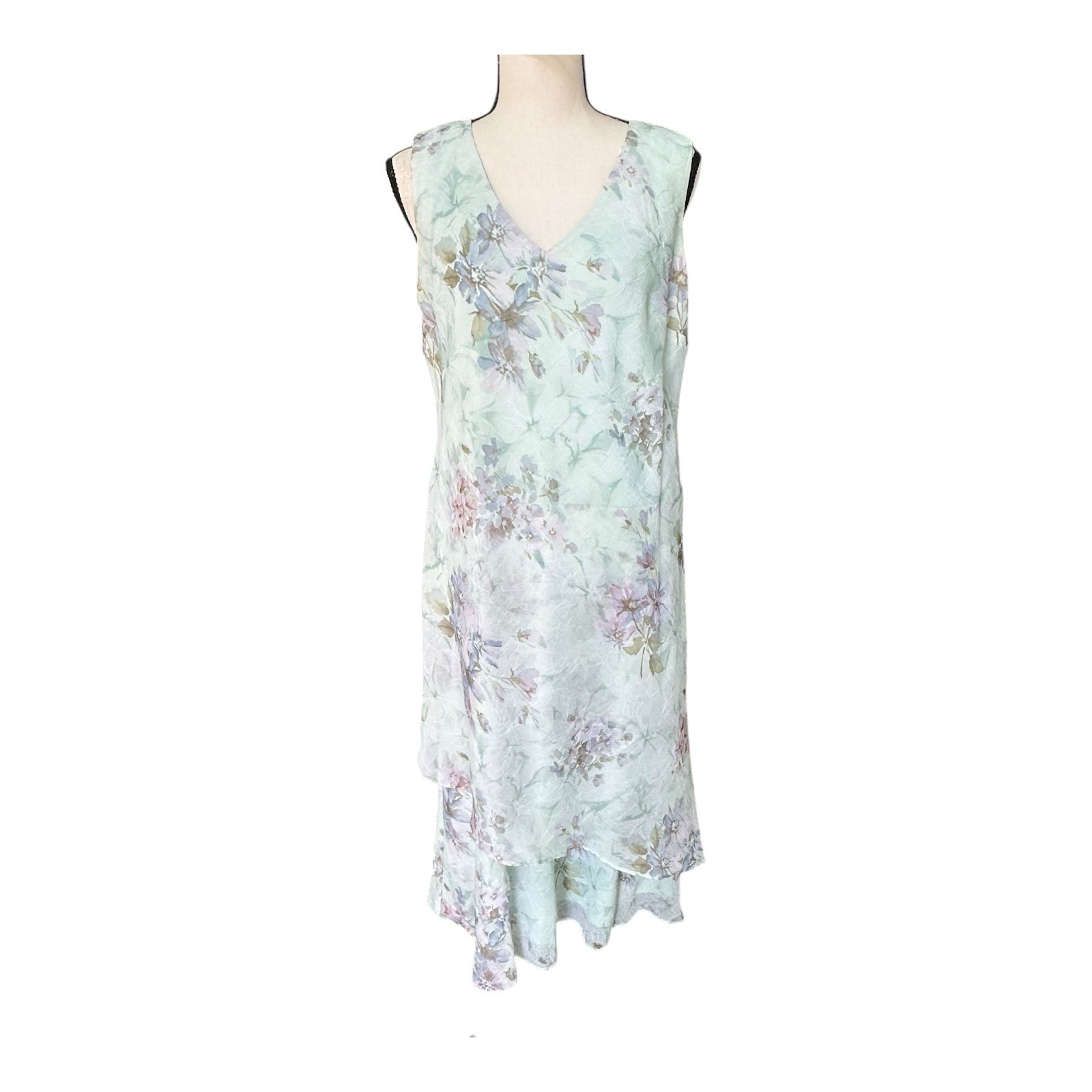 Vintage R&M Richards Mint Floral Chiffon Fairy Dress Set Sz 10 USA