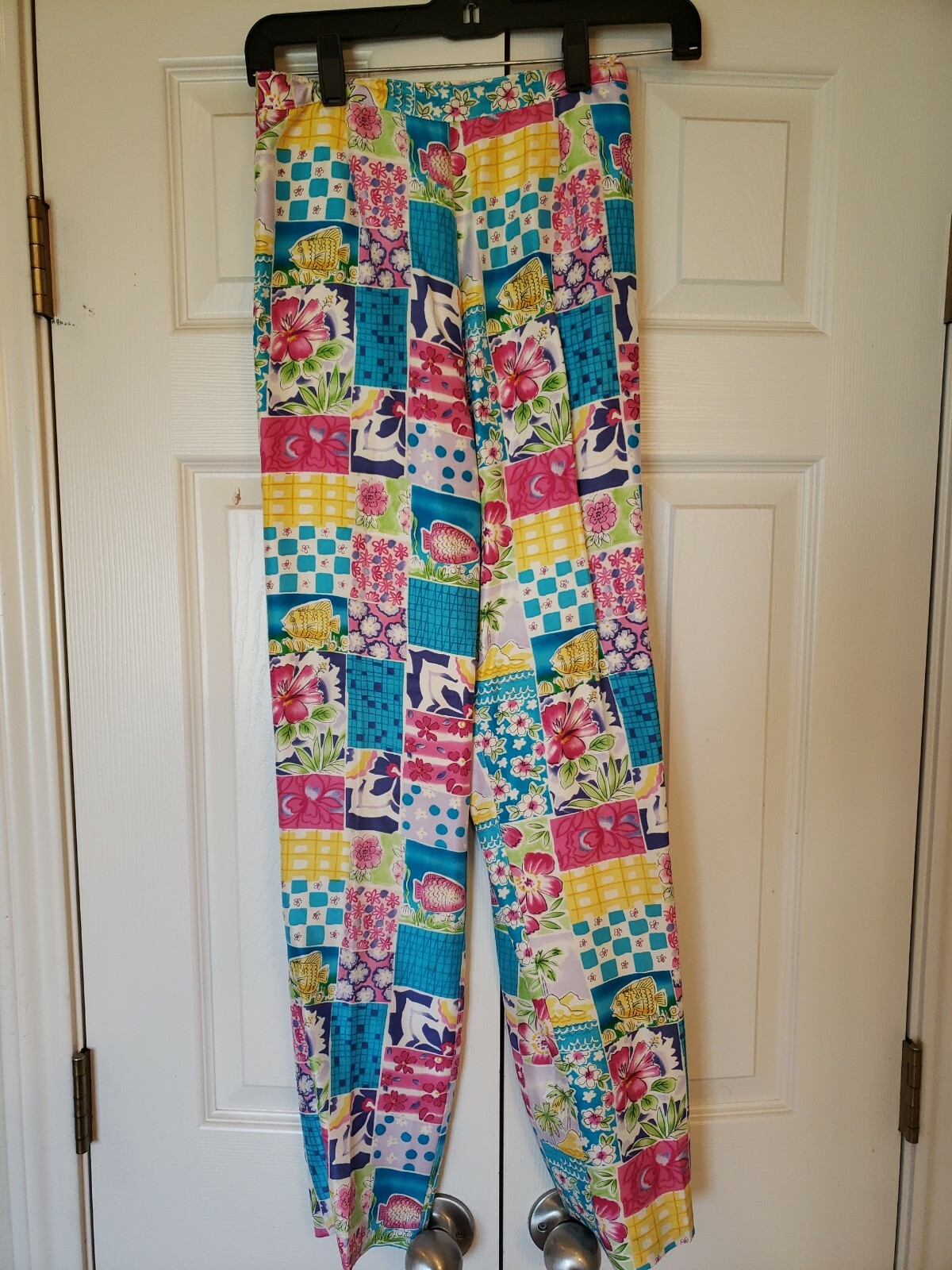 Vintage 100% Silk SILKLAND Pants And Blouse Suit floral design *Free Shipping*