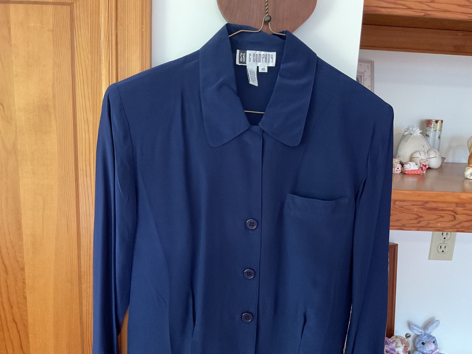 NWT Vtg 1980s SK & Company Midnight Blue 100% Silk Blouse Size 10 Posh!
