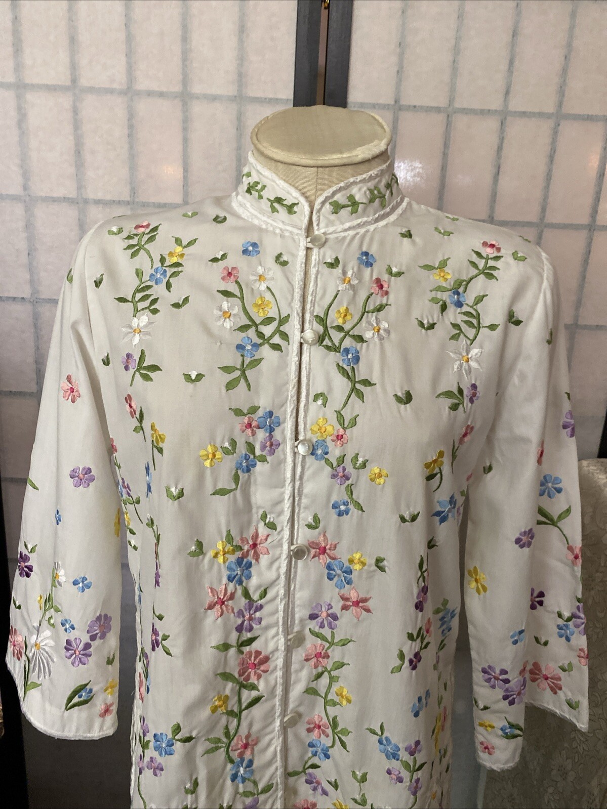 Chuchi Phillipines VTG 50/60s Intricately Embroid’d Floral Blouse Wom Estim S/M