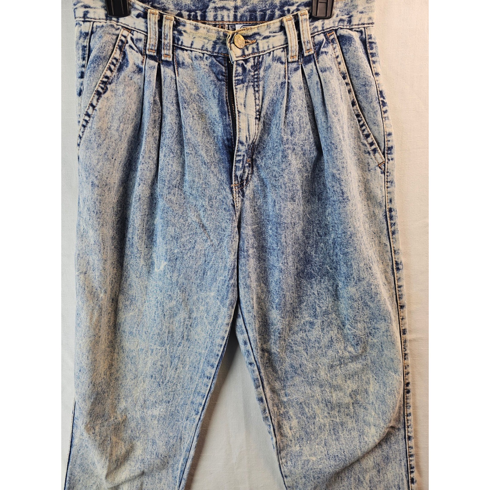 Vintage Zena Acid Wash Jeans Womens 12 Pleated High Waist Made in USA 80s