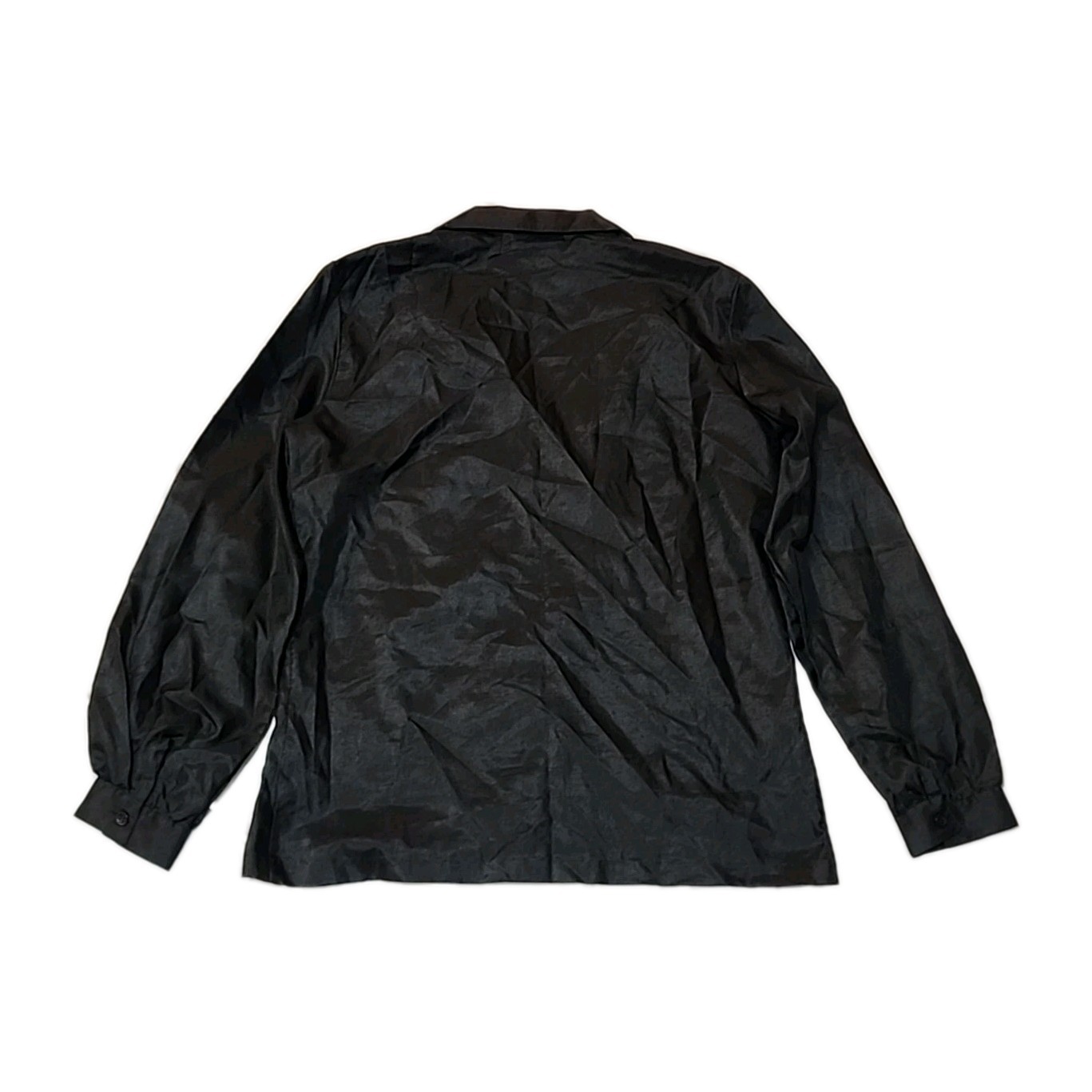 Vintage Lady Manhattan Silkhana Blouse Women’s Size 12 Satin Button Up Black