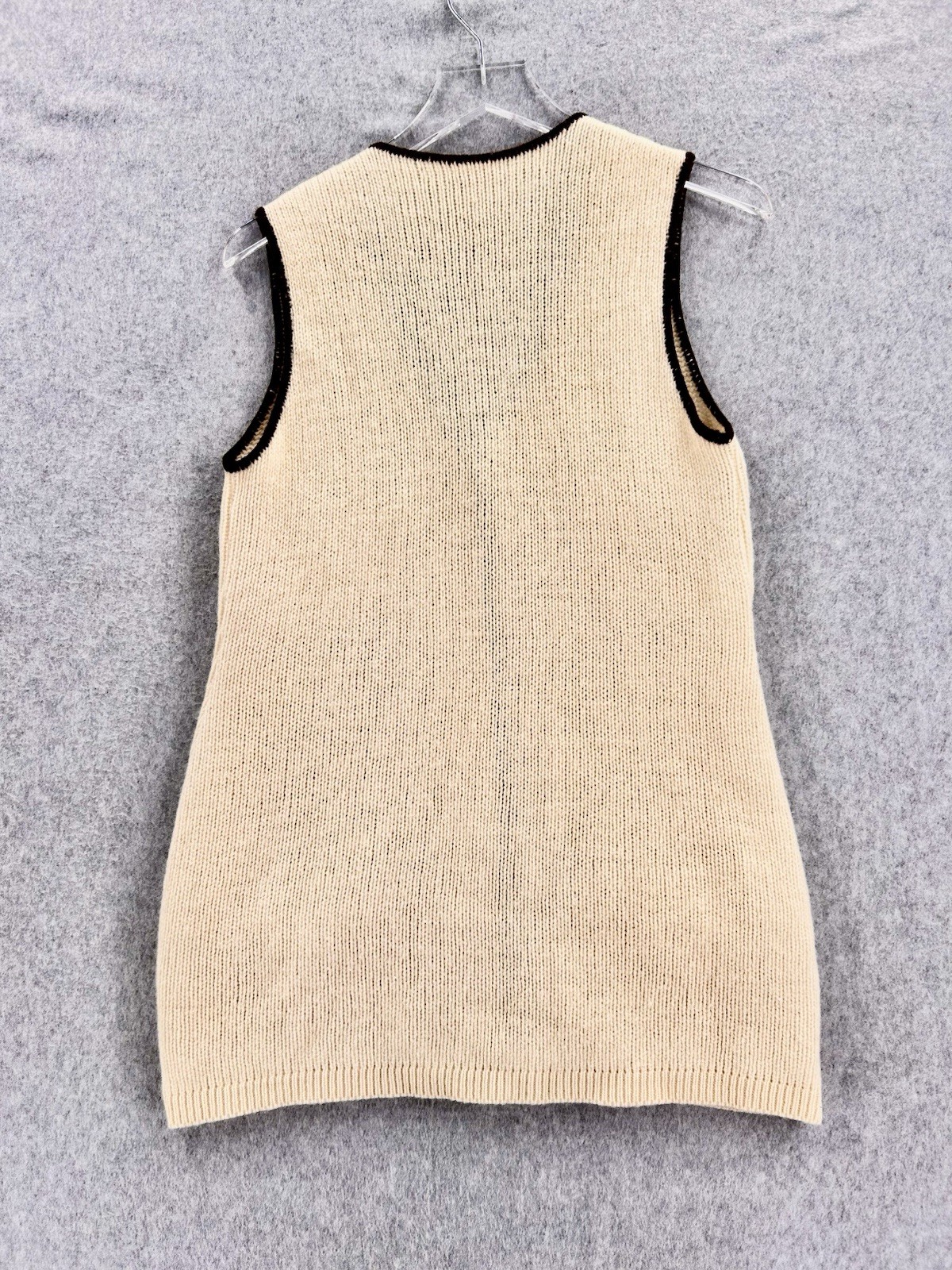 Vintage Evan-Picone 100% Wool Knit Vest Pockets Deco MCM Retro Size Small