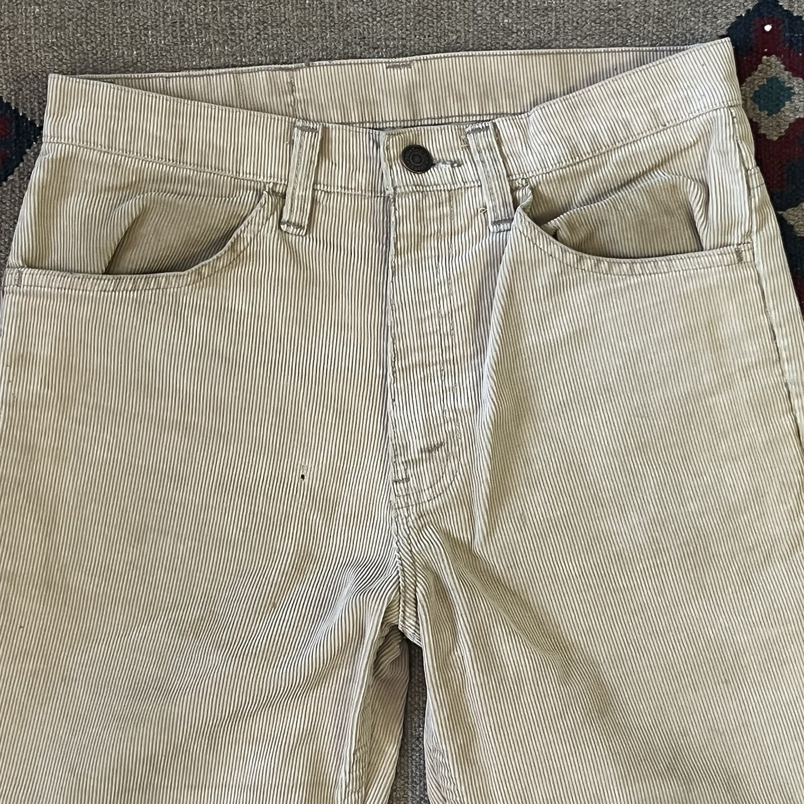 Vintage 80s Gap Pioneer Corduroy Pants Womens 28×30 Beige Distressed Cords