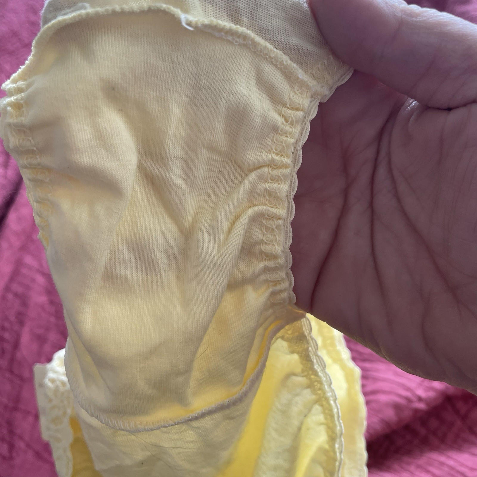 NOS NWT Vintage 70s 80s Messages Cotton Yellow Size 10 Granny Sissy Panties Lace