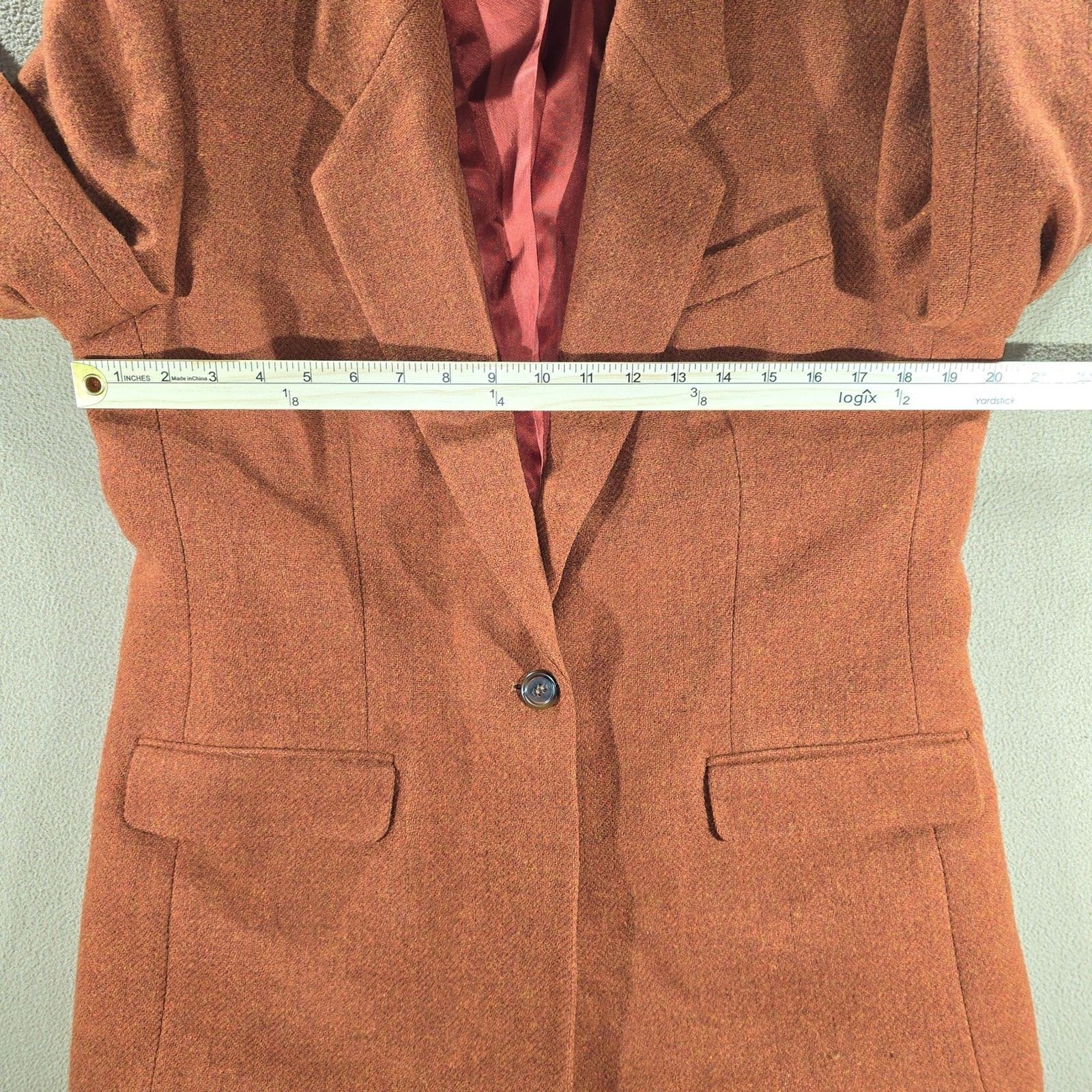 Vintage Land’s End Women’s Wool Blazer Size 12 in Color Rust