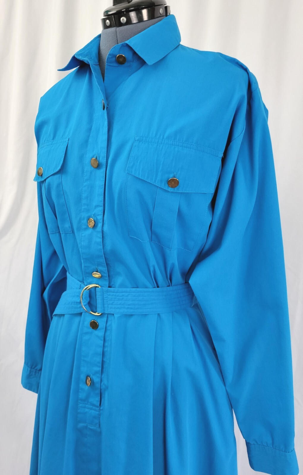 Vintage Darian Bright Blue Shirt Dress w Matching Belt Size 10