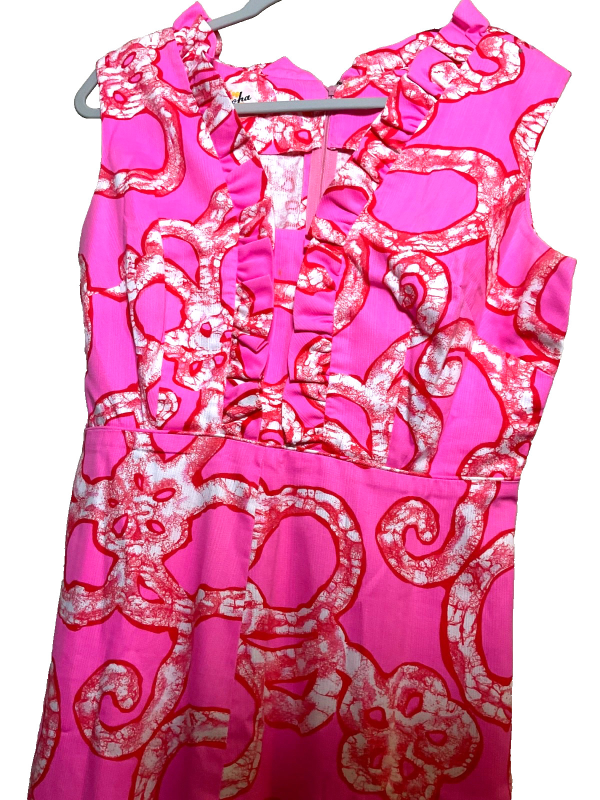 HOALOHA HAWAII 1970 VINTAGE ABSTRACT PINK/RED MAXI DRESS EXC.20” BUST NO SIZE