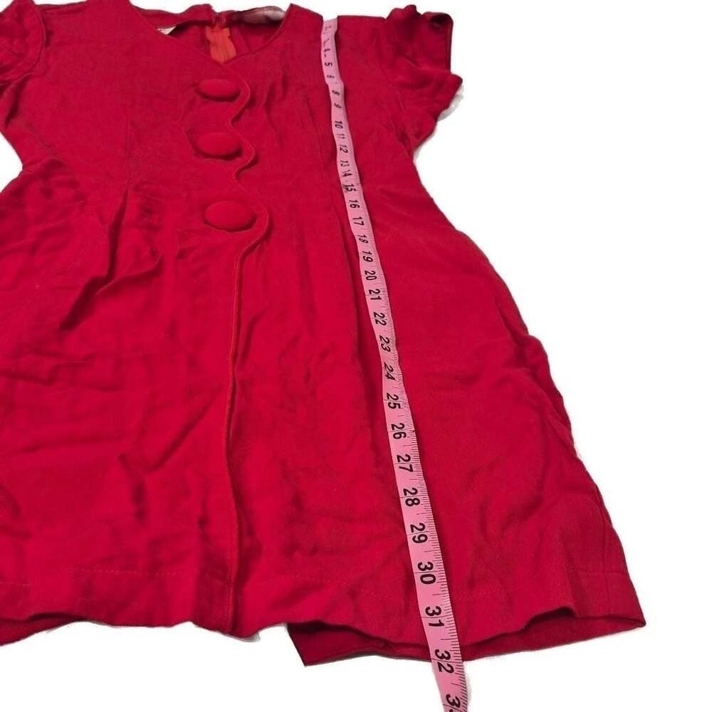 Vintage 90s La Belle Red Rayon Mini Dress Wavy Button Whimsigoth Retro Size 3/S