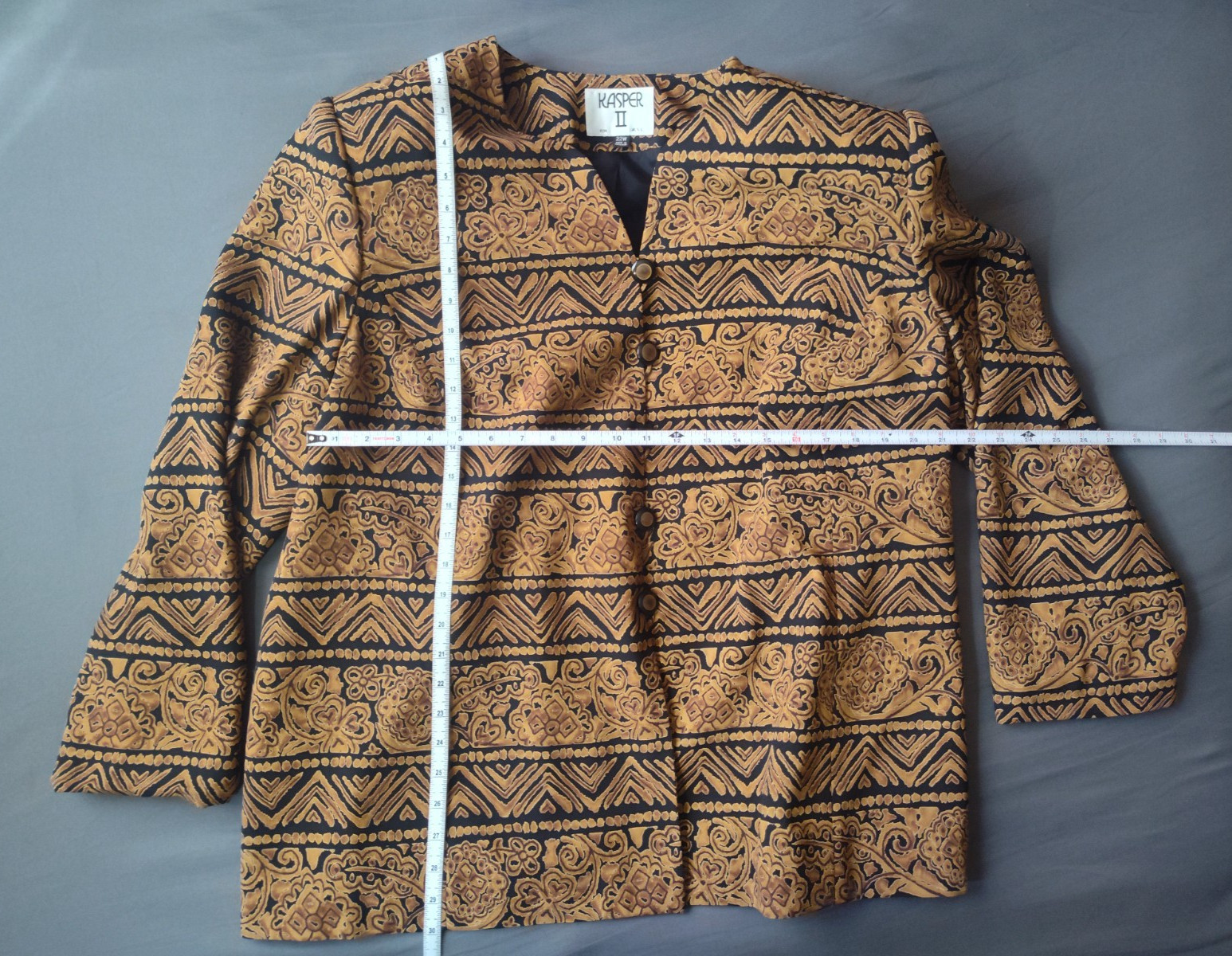 Kasper for ASL | Vintage 80’s/90’s Bronze Tribal Blazer 22 W w Shoulder Pads