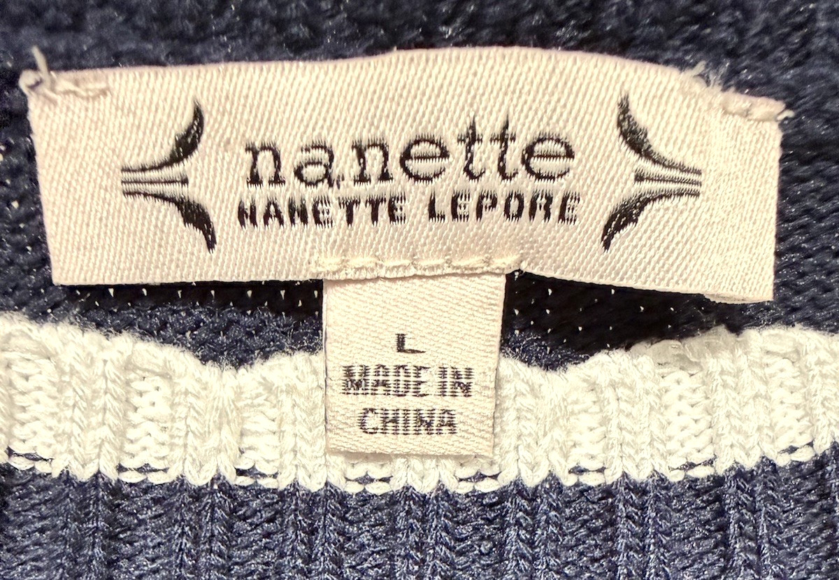Vintage Nanette Lenore Knit Sweater Scalloped Trim Woman’s L Coastal Grandma