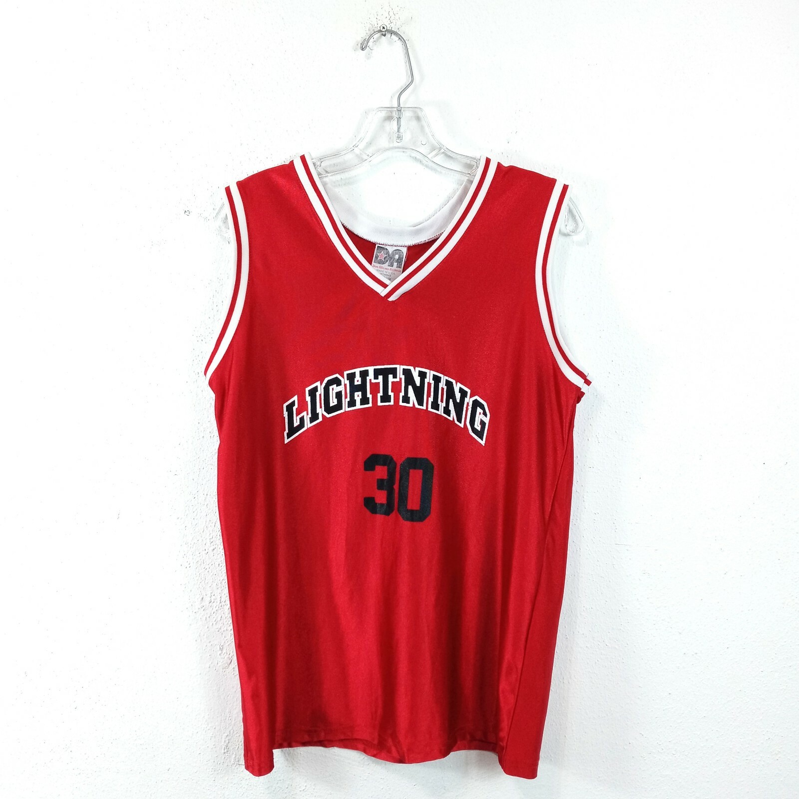 Vintage Lightning Red Sleeveless V Neck Nylon Sports Jersey Women’s Size Medium