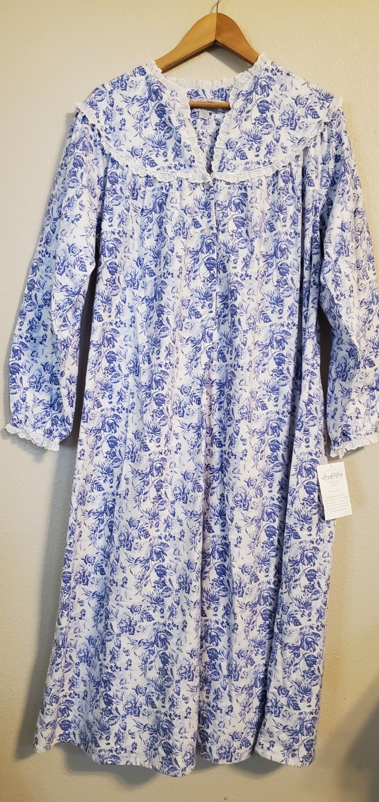 NWT Vtg Lanz Salzburg Flannel Nightgown Purple Floral Cottagecore Oversized M