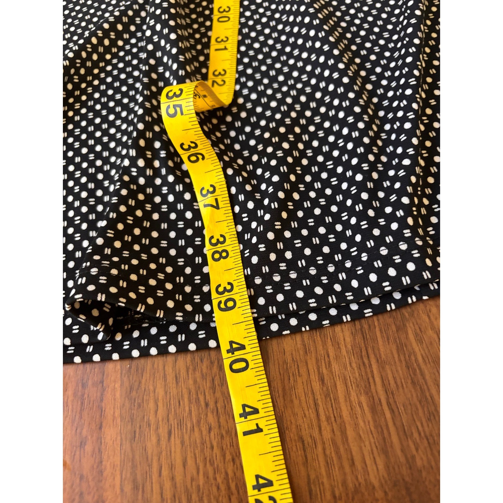Polka Dot Geometric Byer Too! Collared Empire Waist Dress Small Black Vintage