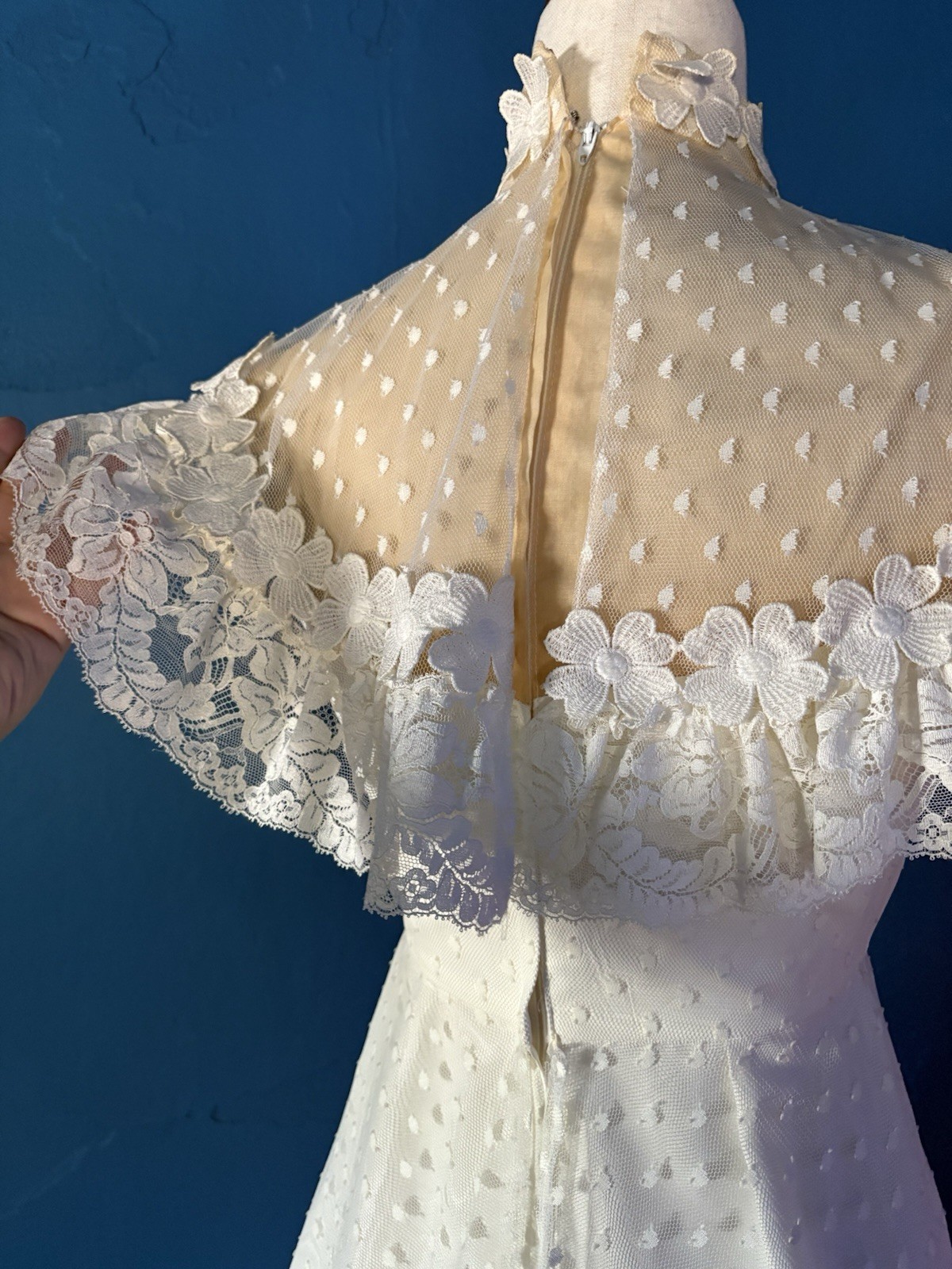 Vintage 1960s/70s House Of Bianchi Wedding Dress Designer Made Size XSmall