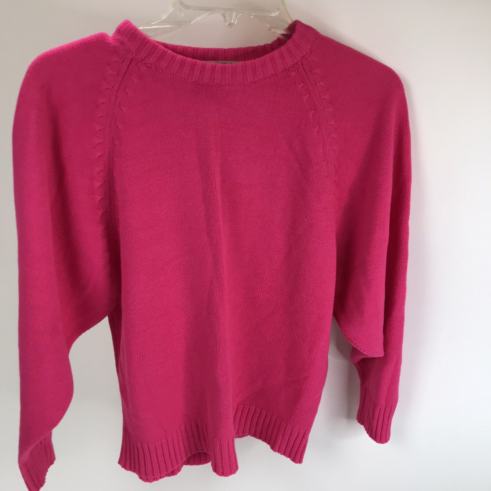 Vintage Eileen Sweater 80s 90s Hot Pink Neon popover Womens M