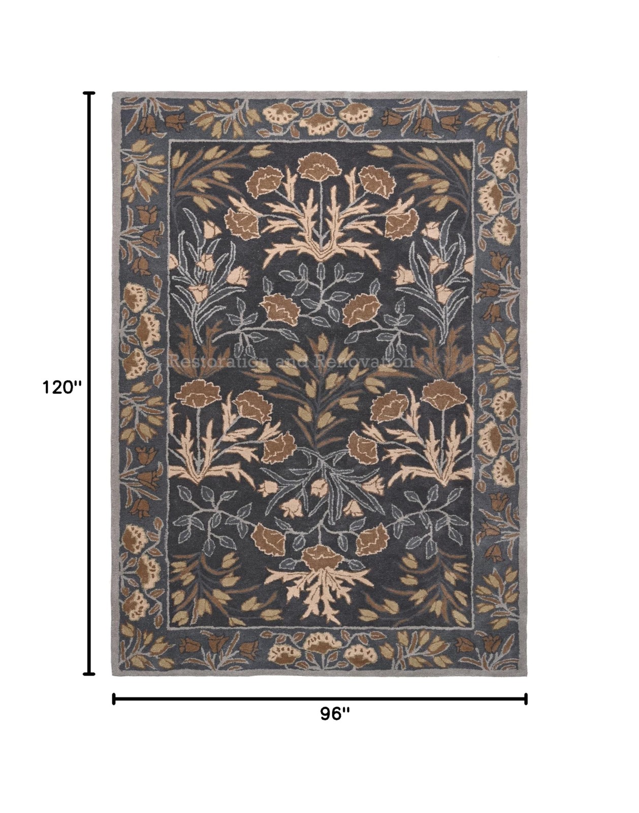 Restoration and Renovation Handmade Floral Adeline Beige/Blue Tulips Traditio…